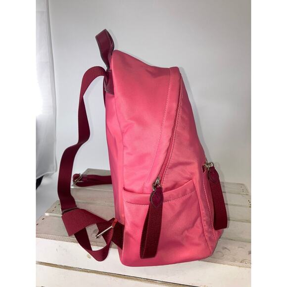 KATE SPADE, SMALL PINK AND MAROON NYLON BACKPACK WITH POCKET - Picture 3 of 16